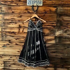 WHITE HOUSE BLACK MARKET | Elegant Black Embroidered Halter Dress 4